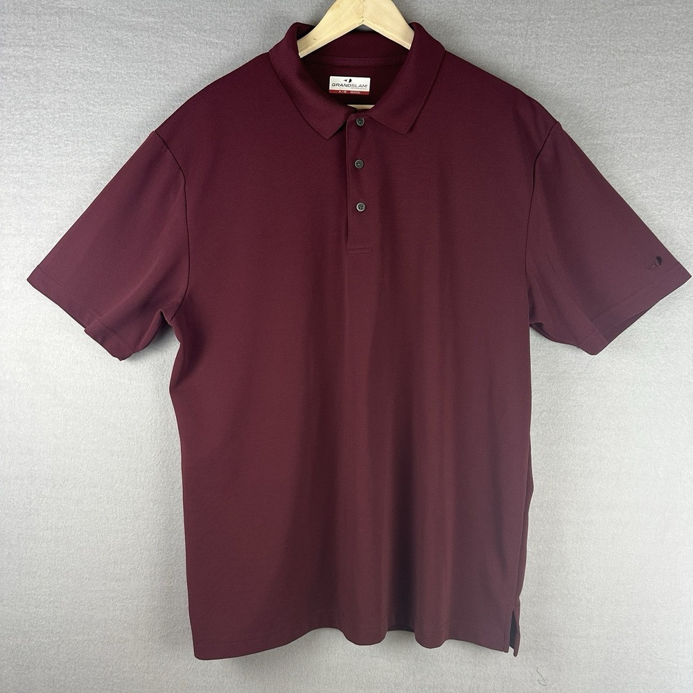 Grand Slam-Mens Performance Polo Shirt-XL Extra Large Maroon Golf Shirt